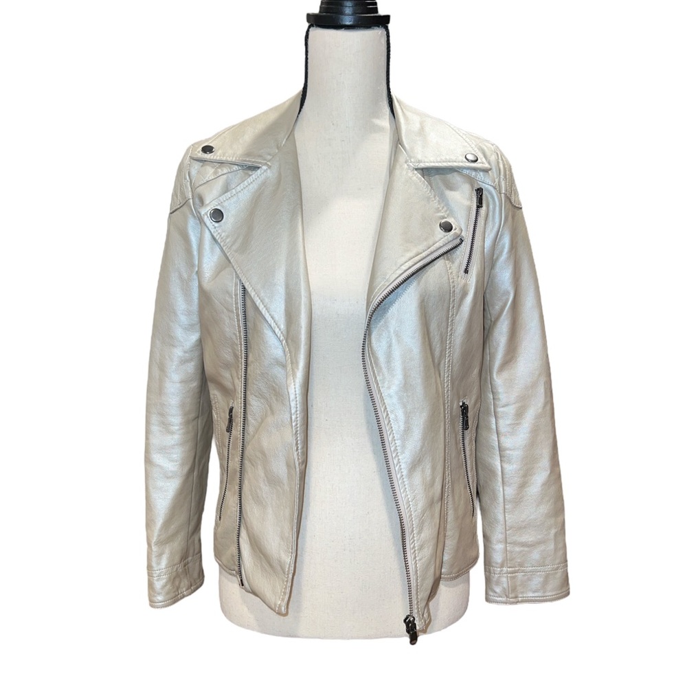 AQUA Gold Faux Leather Motto Jacket
